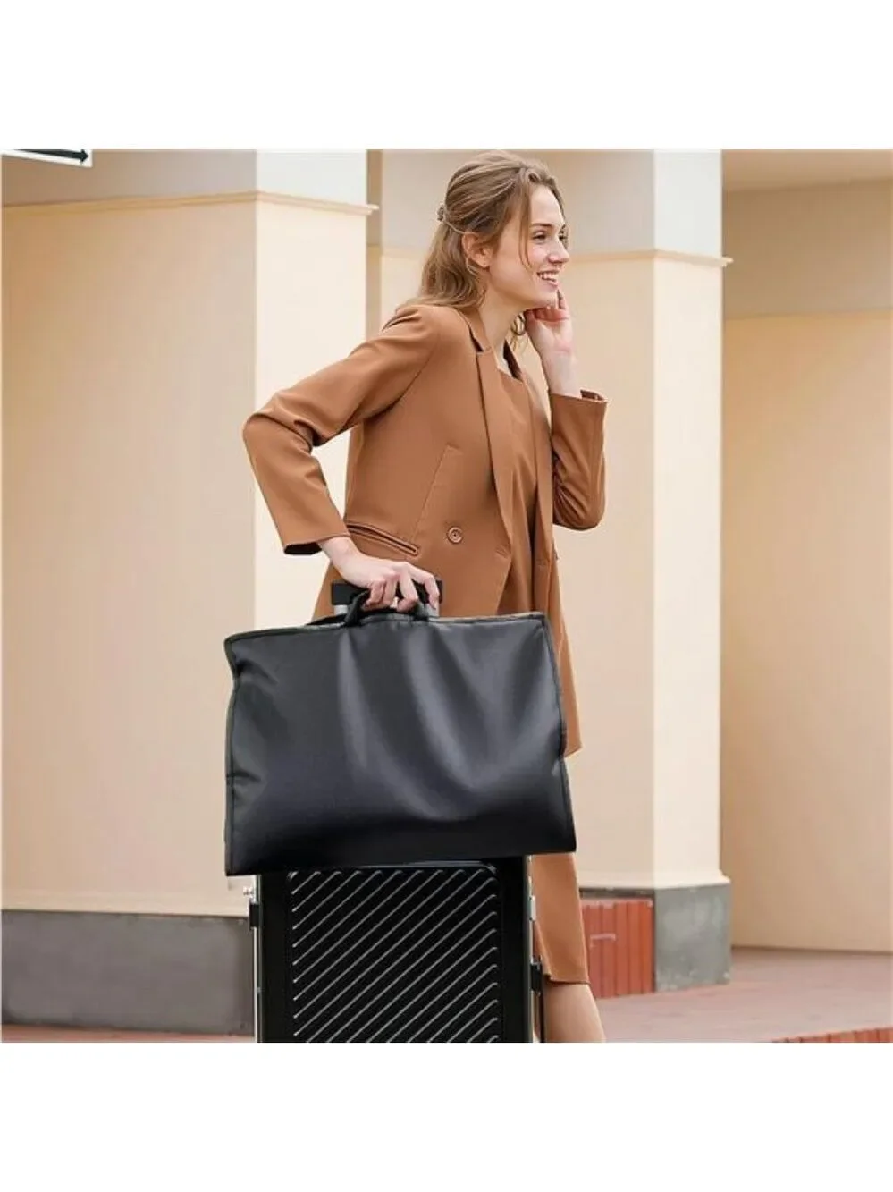Men Suit Garment Bag Travel Foldable Clothes Coat Jacket Tuxedo Shirt Black